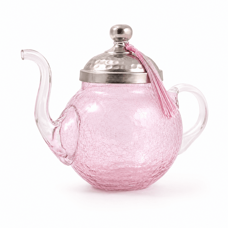 Théière MM rustique en verre soufflé Théière MM rustique en verre soufflé craquelé design arabesque fait à la main – Image 1