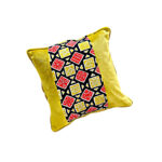 Coussin carré haut de gamme en tissu coton wax de qualité supérieure fond en jaune