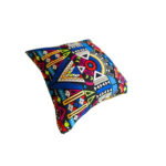 Coussin carré haut de gamme en tissu coton wax de qualité supérieure coloré triangle