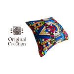 Coussin carré haut de gamme en tissu coton wax de qualité supérieure coloré triangle – Image 3