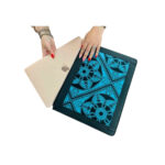 Housse ordinateur portable 13 pouces originale en tissu coton wax habillage en cuir véritable N° 20