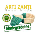 Corbeilles multifonctionnelles rondes faites à la main en fibre de palmier naturelle avec couvercle bicolore. – Image 2