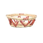 Panier de rangement rustique ajouré rond fait à la main en fibre de palmier naturelle Bicolore
