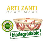 Panier de rangement rustique ajouré rond fait à la main en fibre de palmier naturelle Bicolore – Image 2
