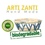 Panier de rangement rustique ajouré rond fait à la main en fibre de palmier naturelle Bicolore – Image 2
