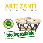 Panier de rangement rustique ajouré rond fait à la main en fibre de palmier naturelle Bicolore – Image 2