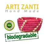 Corbeilles multifonctionnelles rondes faites à la main en fibre de palmier naturelle bicolore. – Image 2