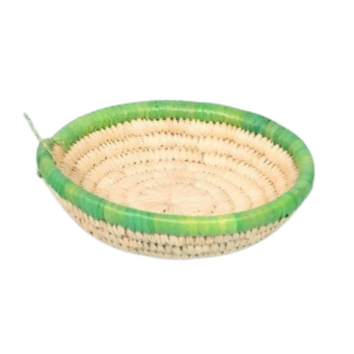 ARZ 1411 Corbeilles multifonctionnelles rustiques rondes faites à la main en fibre de palmier naturelle bicolore. – Image 1