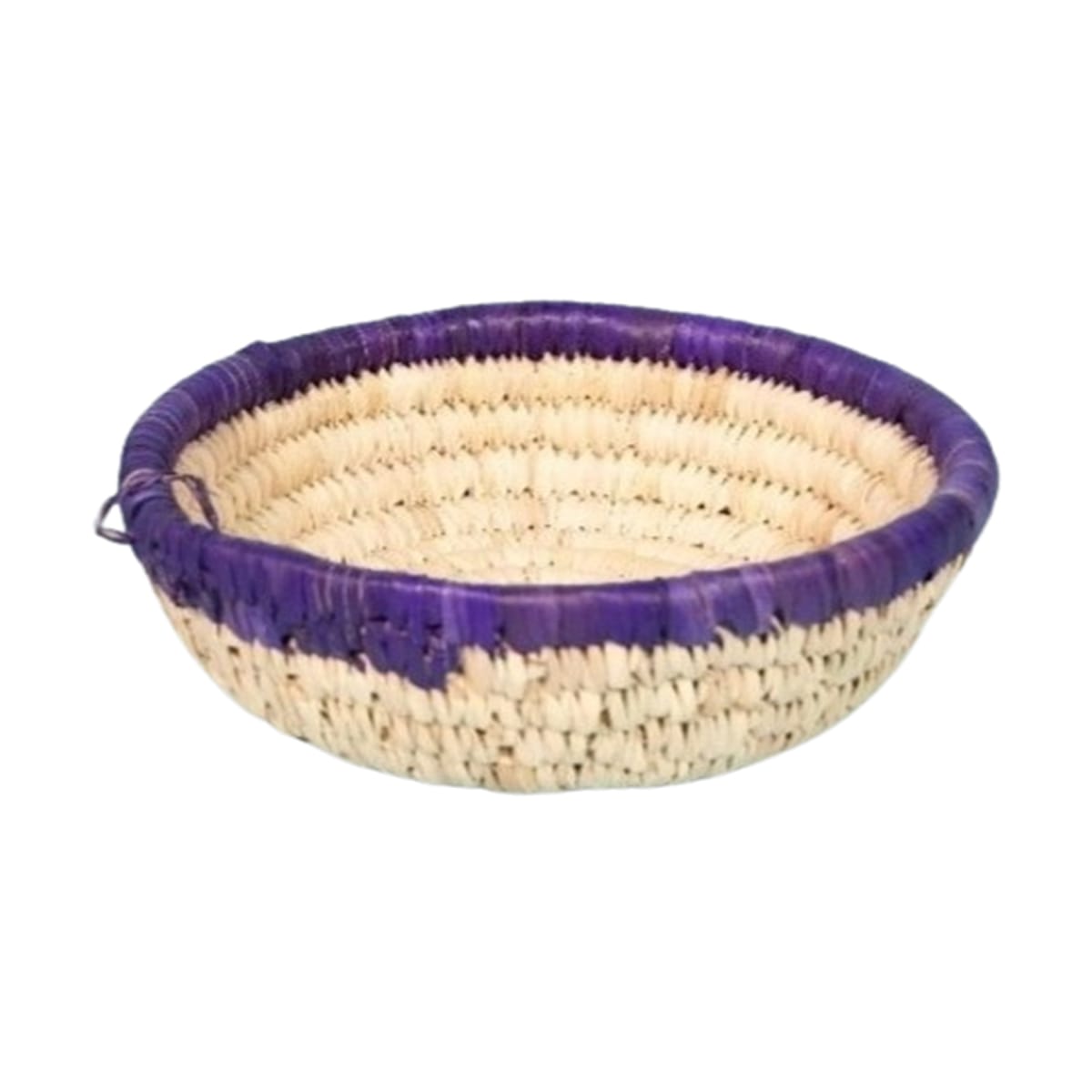 ARZ 1414 Corbeilles multifonctionnelles rustiques rondes faites à la main en fibre de palmier naturelle bicolore. – Image 1