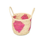 Panier de rangement MM rustique rond tressé à la main en fibre de palmier naturelle bicolor motif arabesque