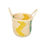 Panier de rangement MM rustique rond tressé à la main en fibre de palmier naturelle coloré motif arabesque