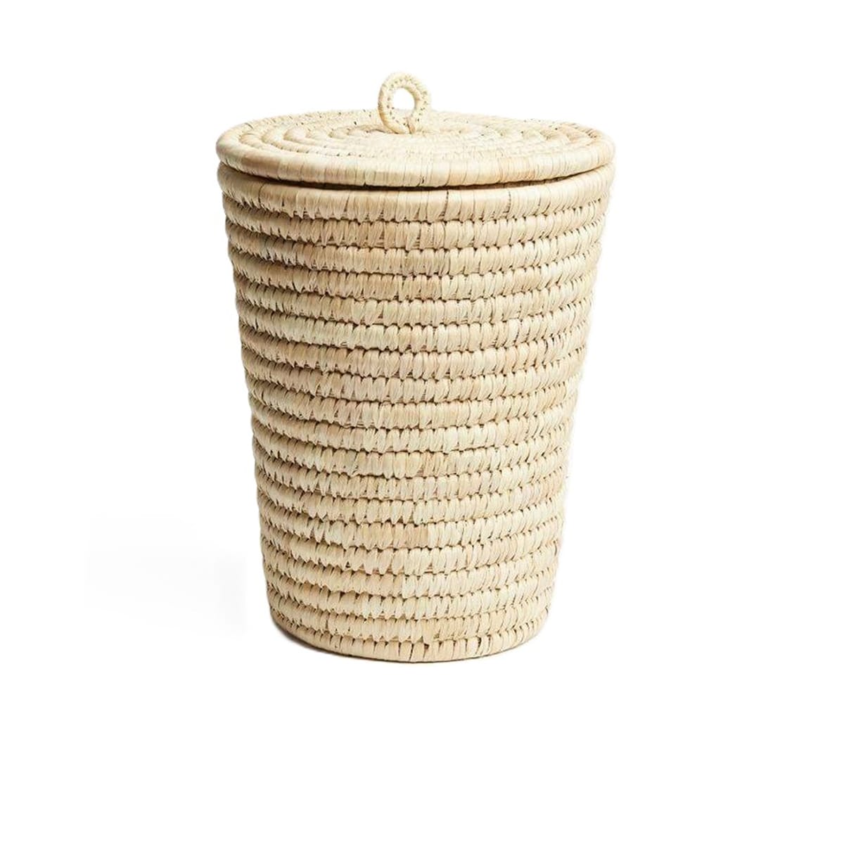 ARZ 4170 Panier de rangement GM rond tressé à la main en fibre de palmier naturelle en couleur naturel design arabesque – Image 1