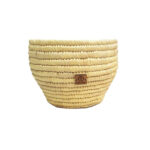 Panier de rangement MM rond tressé à la main en fibre de palmier naturelle en couleur naturel design arabesque