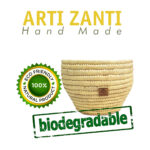 Panier de rangement MM rond tressé à la main en fibre de palmier naturelle en couleur naturel design arabesque – Image 2