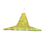 Suspension luminaire rustique ronde ajourée tissée à la main en fibre végétale de palmier naturelle Bicolore