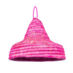 Suspension Luminaire rustique  ronde tissée à la main en fibre végétale de palmier naturelle en rose