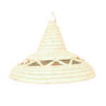 Suspension Luminaire rustique  ronde tissée à la main en fibre végétale de palmier naturelle Blanc