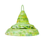 Suspension Luminaire rustique  ronde tissée à la main en fibre végétale de palmier naturelle Bicolor