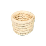 Cache pot rond en couleur naturel rustique tressé à la main en fibre naturelle de palmier