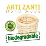 Ensemble de 2 Cache pots ronds en couleur naturel rustique tressés à la main en fibres naturelles de palmier – Image 2