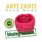 Ensemble de 2 Cache pots ronds en rose rustique tressés à la main en fibres naturelles de palmier – Image 2