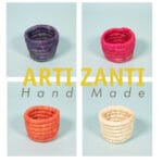 Ensemble de 2 Cache pots ronds en rose rustique tressés à la main en fibres naturelles de palmier – Image 4