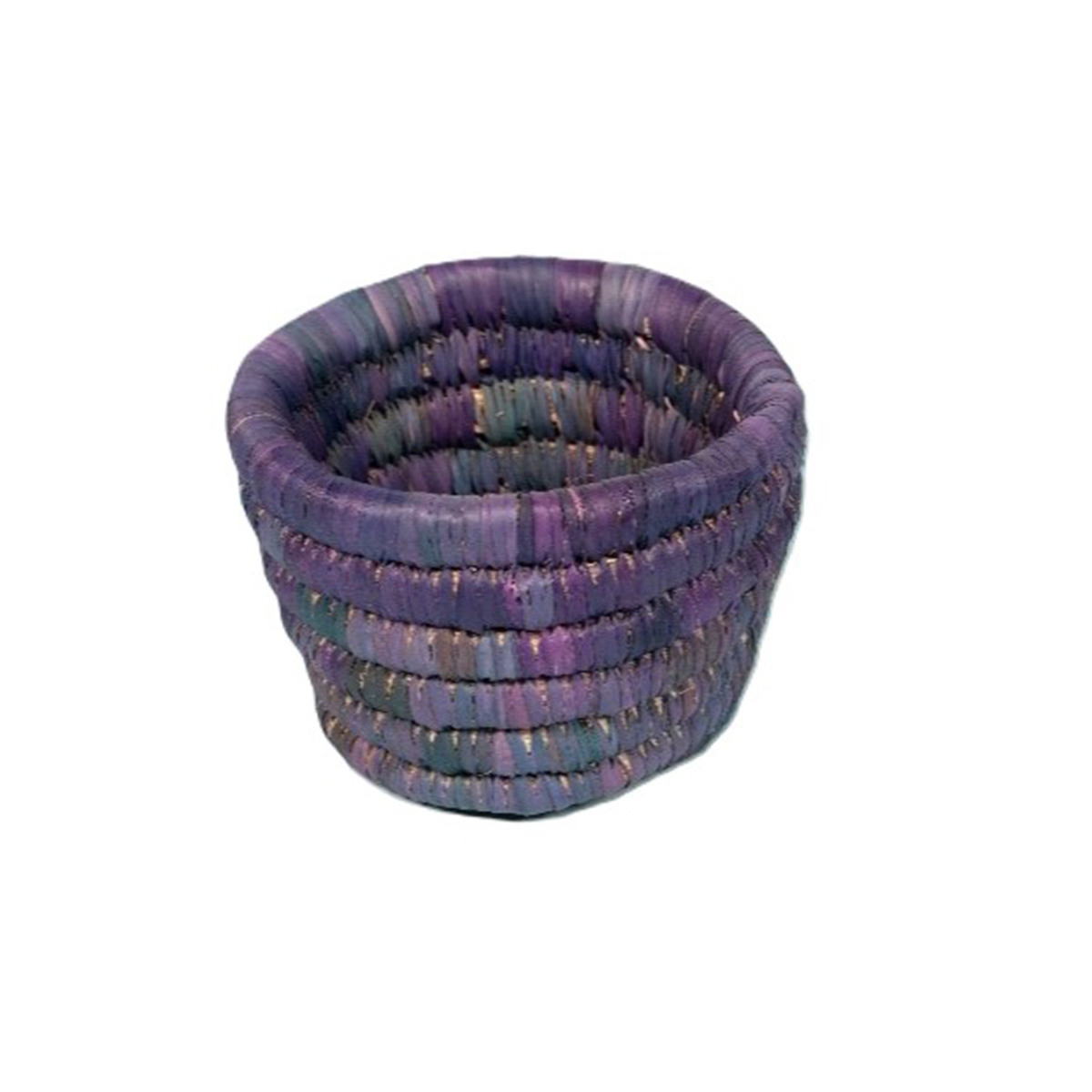 ARZ 9913 Cache pot rond en bleu rustique tressé à la main en fibre naturelle de palmier – Image 1