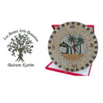 Horloge murale ronde en mosaïque romaine fait à la main haut de gamme motif Les palmiers de la collection Art Murale – Image 2
