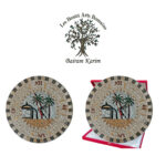 Horloge murale ronde en mosaïque romaine fait à la main haut de gamme motif Les palmiers de la collection Art Murale – Image 3