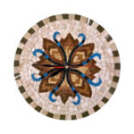 Horloge murale ronde en mosaïque romaine fait à la main haut de gamme motif Florale 3 de la collection Art Murale