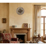 Horloge murale ronde en mosaïque romaine fait à la main haut de gamme motif Florale 3 de la collection Art Murale – Image 2