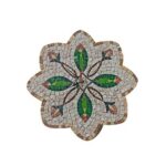 Horloge murale ronde en mosaïque romaine fait à la main haut de gamme motif Florale 5 de la collection Art Murale