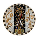 Horloge murale ronde en mosaïque romaine fait à la main haut de gamme motif Arabesque 2 de la collection Art Murale