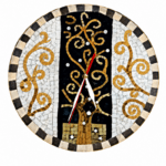Horloge murale ronde en mosaïque romaine fait à la main haut de gamme motif Arabesque 2 de la collection Art Murale