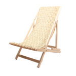 Chaise longue rustique fabrication artisanale, en bois noble et fibre de palmier