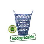 Panier de rangement XL rustique ajouré rond tressé à la main en fibre végétale de palmier naturelle  en bleu – Image 3