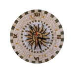 Horloge murale ronde en mosaïque romaine fait à la main haut de gamme motif The Sun Dreams Team 1  de la collection Art Murale