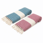 2 Serviettes en coton Fouta Diamond En Rouge bordeaux et Jade – Image 2