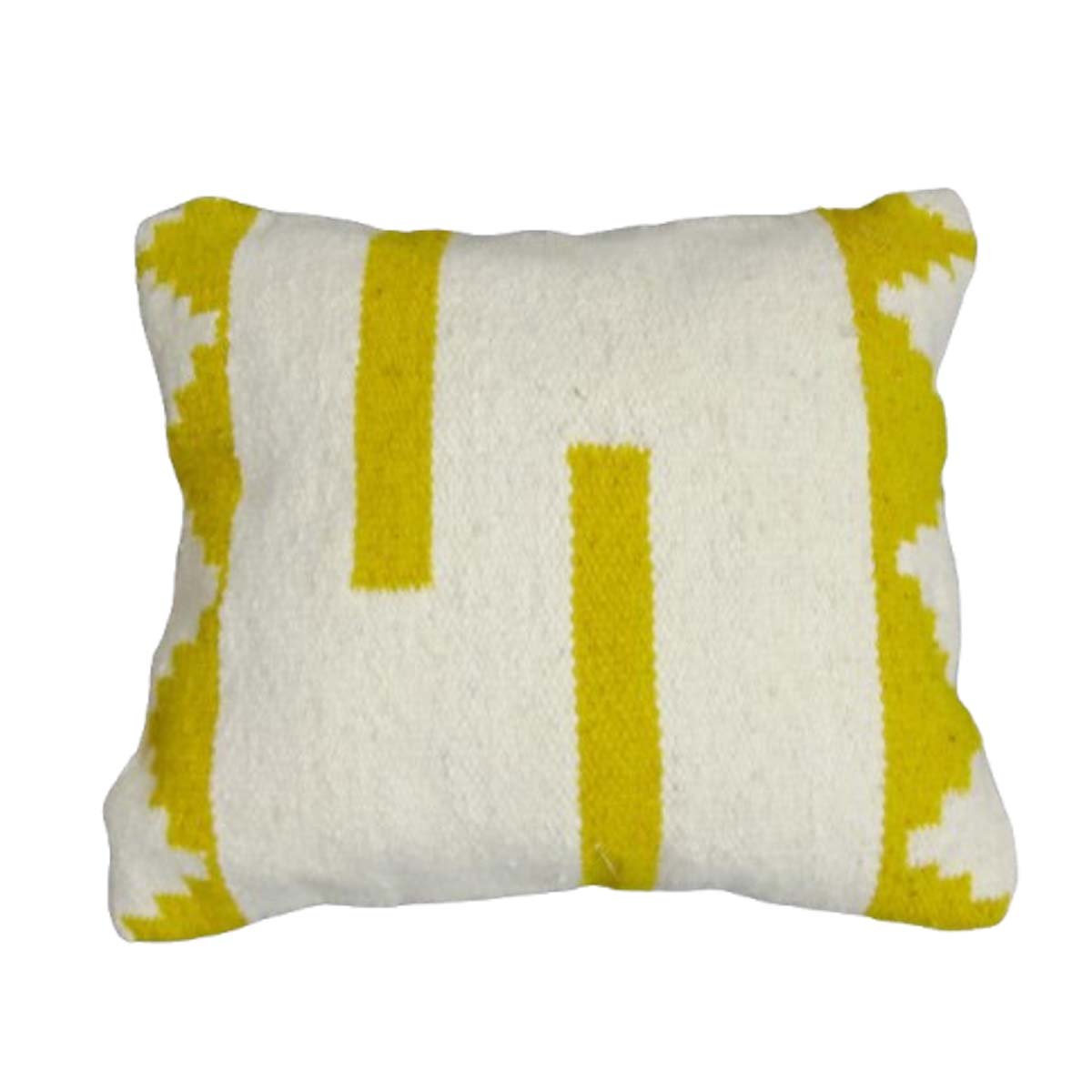 Coussin carré berbère en en 100% laine et Cotton naturelle design margoum en blanc et jaune Coussin carré berbère en en 100% laine et Cotton naturelle design margoum en blanc et jaune – Image 1