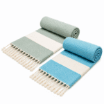 Set de 2 fouta en coton-Diamond En Vert kaki et Bleu turquoise PTZ 4010