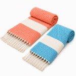 2 Serviette en coton Diamond bleu turquoise et corail PTZ 4017 – Image 2