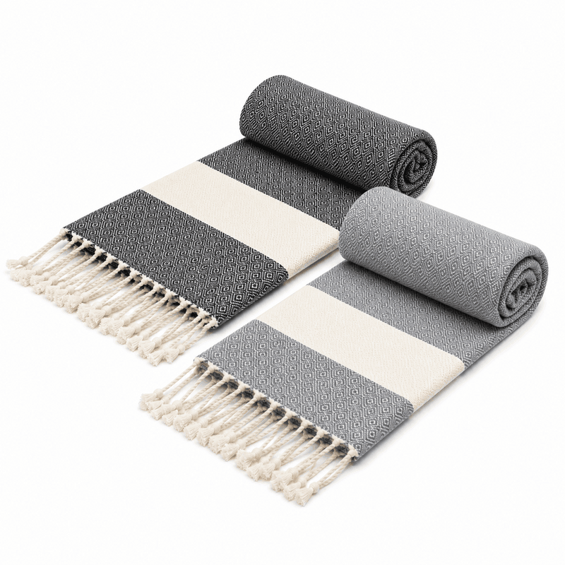 Diamond en Gris et Gris anthracite 2 fouta en coton - Diamond en Gris et Gris anthracite PTZ 4011 – Image 1