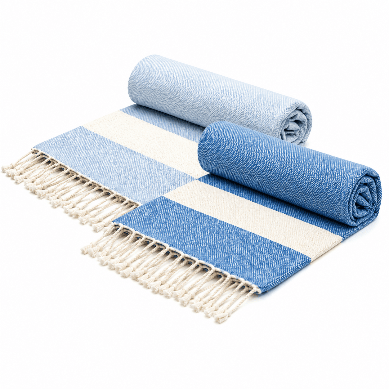 FOUTA Diamond En bleu ciel et Bleu ciel foncé 2 fouta en coton Diamond En bleu ciel et Bleu ciel foncé PTZ 4014 – Image 1