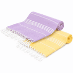2 Serviette en coton - Fouta Bali En Violet lilas et Jaune PTZ 2010