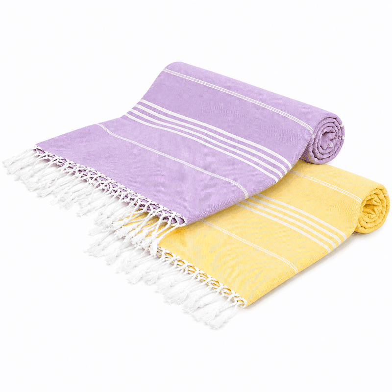 Fouta Bali En Violet lilas et Jaune 2 Serviette en coton - Fouta Bali En Violet lilas et Jaune PTZ 2010 – Image 1