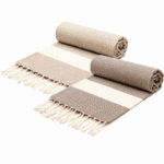 2 Serviettes en coton Fouta Diamond En Beige et taupe PTZ 4015