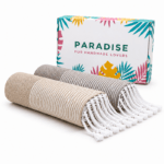 Set 2 Serviette en coton - Fouta nid d'abeille  XL En Beige et taupe PTZ 3010 – Image 2