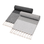 Set de 2 Serviette en coton - Fouta nid d'abeille  XL En Gris et Gris anthracite rayée blanc PTZ 3016