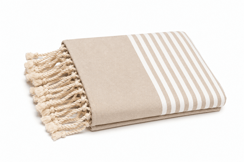 Jeté Arthur en coton Jeté Arthur en coton XL - multi usage Beige rayée blanc PTZ 1012 – Image 1