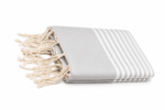 Jeté Fouta Arthur en coton XL - multi usage Gris rayée blanc PTZ 1017